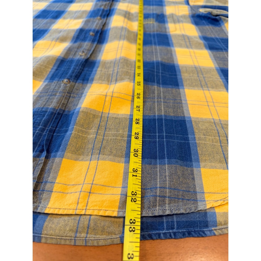 Daniel Cremieux Sport Mens XXL Plaid Button Down Shirt Yellow Blue Cotton L/S - Picture 7 of 8
